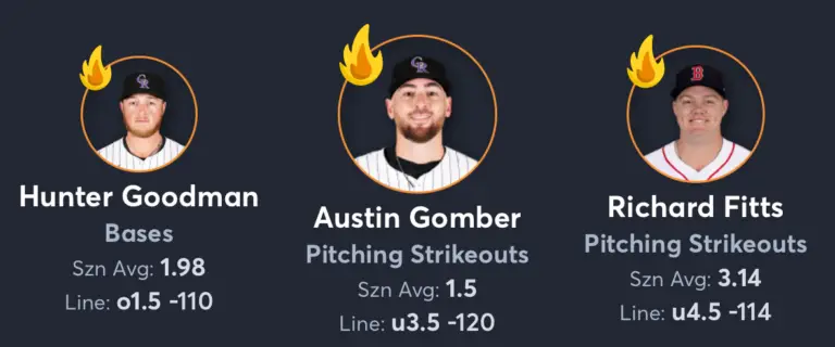 Rockies vs Red Sox- Player Prop List