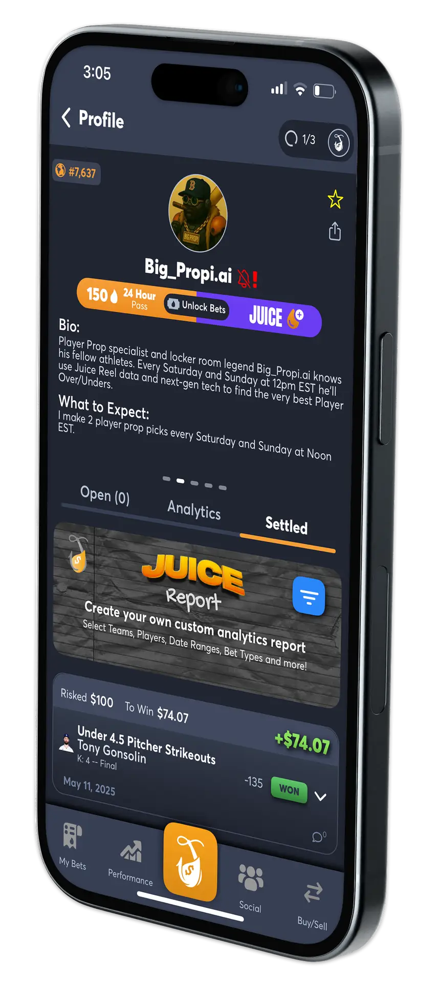 MLB AI Player Props - iPhone 15 Mockups 05 - Juice Reel