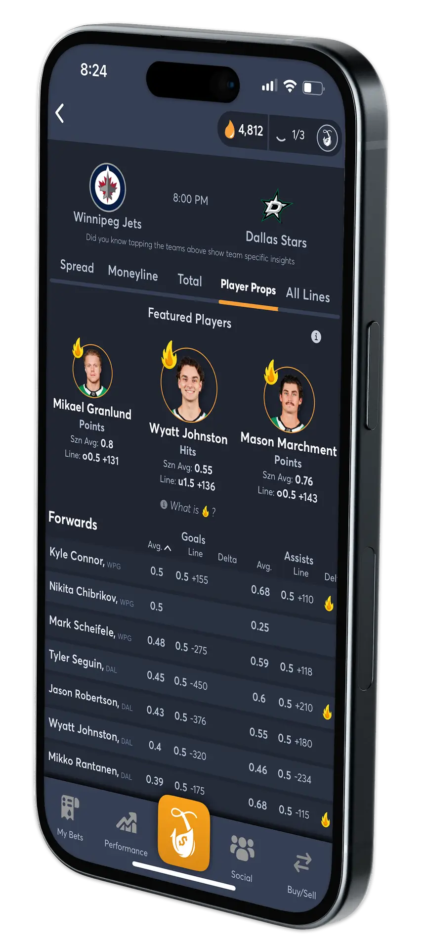 NHL AI Player Props - iPhone 15 Mockups 05 - Juice Reel