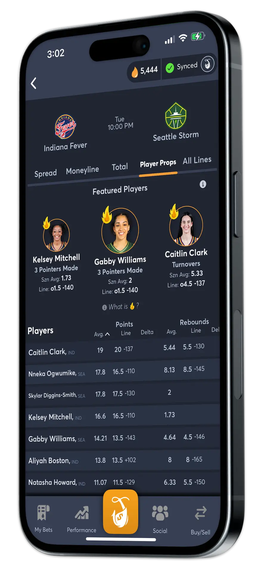 WNBA AI Player Props - iPhone 15 Mockups Set Black v02 - Juice Reel