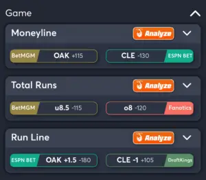 Atheltics vs Guardians- Best Bets