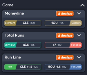 Guardians vs Astros- Best Bets