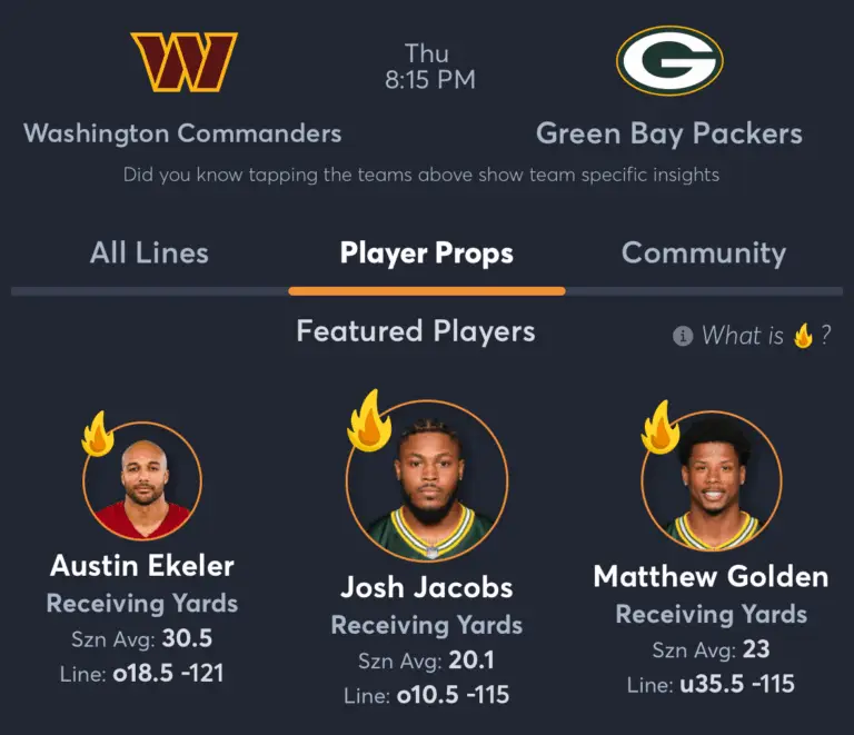 Commanders vs Packers- Player Props
